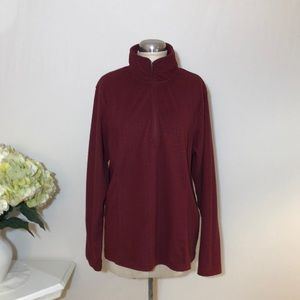 Lands End Burgundy Lightweight Fleece Pullover Top